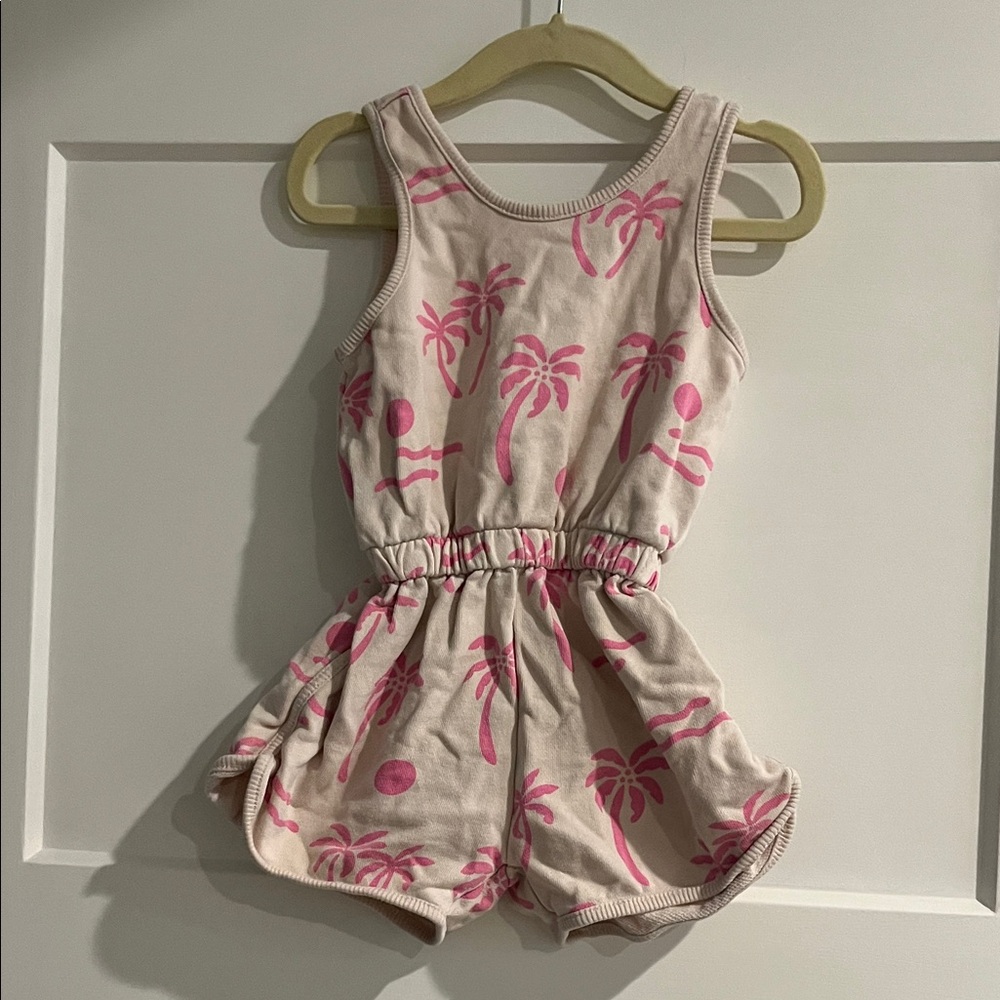 Zara Kids Cream and Pink Palm Romper beach coverup